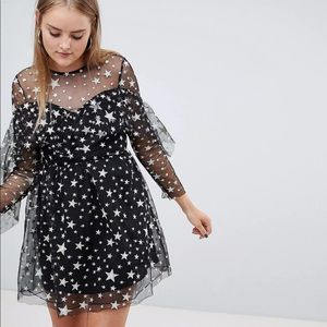 Star Mesh Black Dress